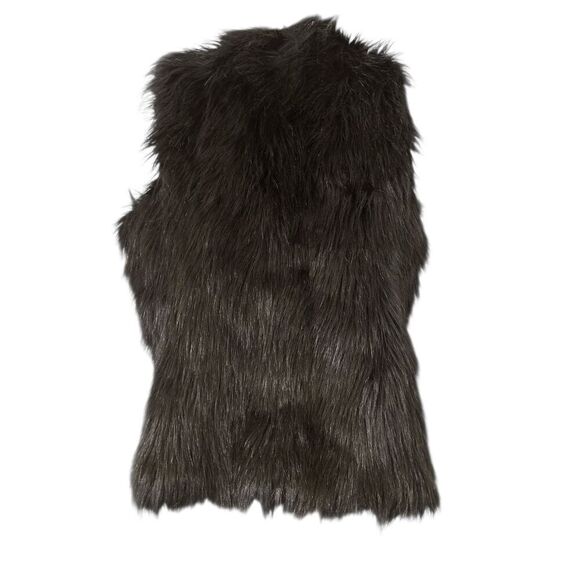 CHAUS New York Black lined Faux Fur Vest Size Small Open Front - Picture 3 of 7